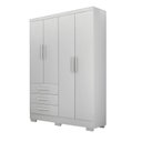 Ver imagem 2 de Guarda Roupa Solteiro com Pés 4 Portas 3 Gavetas - Encant-branco - Móveis Novo Horizonte