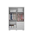 Ver imagem 3 de Guarda Roupa Solteiro com Pés 4 Portas 3 Gavetas - Encant-branco - Móveis Novo Horizonte