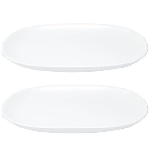 Kit 2 Travessas Oval Melamina 26x17cm Rasa Buffet Branca Restaurante Salada Petiscos Aperitivos Bar