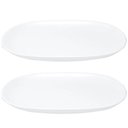 Ver imagem 1 de Kit 2 Travessas Oval Melamina 26x17cm Rasa Buffet Branca Restaurante Salada Petiscos Aperitivos Bar