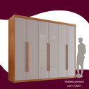 Ver imagem 6 de Guarda Roupa Casal 6 Portas 2 Gavetas com Espelho MDF Veracruz Off White/Marromle