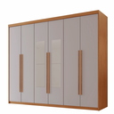 Ver imagem 2 de Guarda Roupa Casal 6 Portas 2 Gavetas com Espelho MDF Veracruz Off White/Marromle