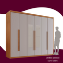 Ver imagem 6 de Guarda Roupa Casal 6 Portas 2 Gavetas com Espelho MDF Veracruz Off White/Marromle