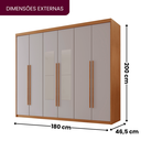 Ver imagem 3 de Guarda Roupa Casal 6 Portas 2 Gavetas com Espelho MDF Veracruz Off White/Marromle
