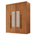 Ver imagem 3 de Guarda Roupa Solteiro 4 Portas 2 Gavetas com Espelho MDF Veracruz Marrom/Marromle