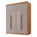 Ver imagem 3 de Guarda Roupa Solteiro 4 Portas 2 Gavetas com Espelho MDF Veracruz Off White/Marromle