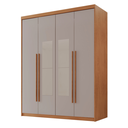 Ver imagem 3 de Guarda Roupa Solteiro 4 Portas 2 Gavetas com Espelho MDF Veracruz Off White/Marromle