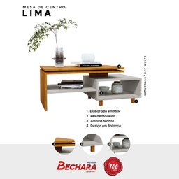 Mesa de Centro Decorativa Lima Tampo Duplo Design Moderno - 4