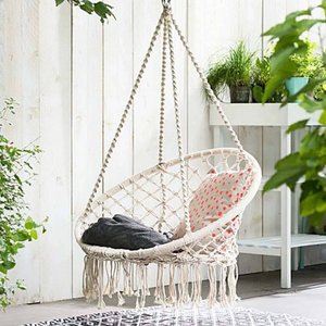 Cadeira Balanço Rede Suspensa Decoraçao Quintal Varanda Sacada Jardim Leitura Descanso Teto Trançada