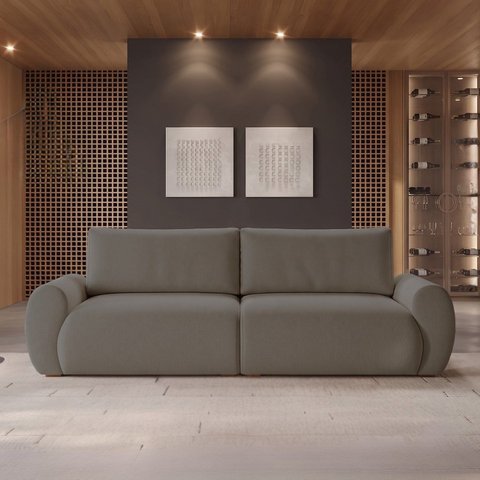 Sofá Living 3 Lugares Chenille Marrom Tec.2304 Murale 220cm Yescasa
