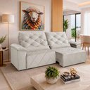 Ver imagem 1 de Sofá com Chaise Sirius 2 Lugares Retrátil e Reclinável 290cm Bege
