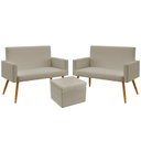 Ver imagem 1 de Kit 2 Poltronas Namoradeira Nina e Puff Quasar Courino Bege Aradecor