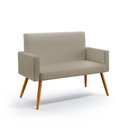 Ver imagem 2 de Kit 2 Poltronas Namoradeira Nina e Puff Quasar Courino Bege Aradecor