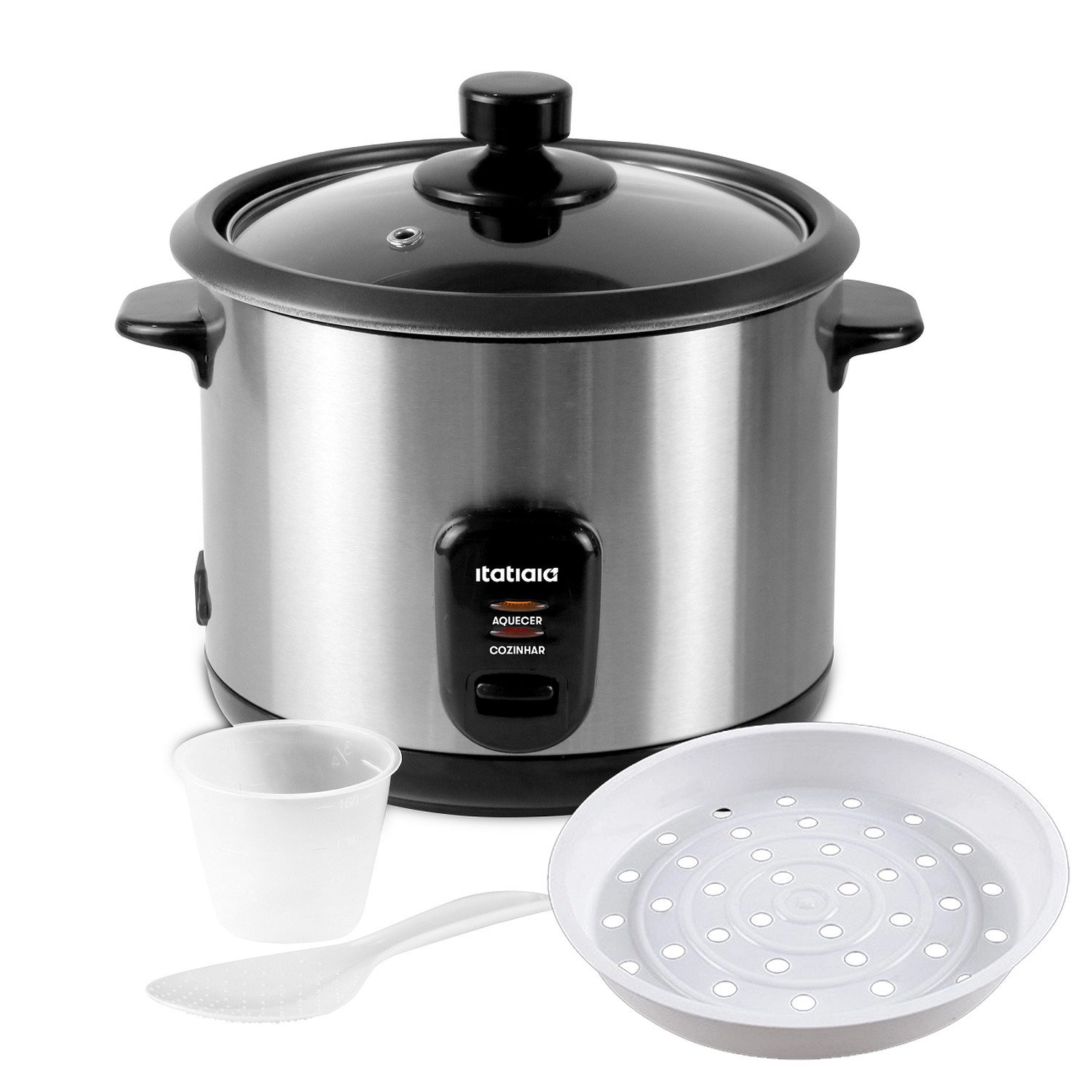 Panela de Arroz Elétrica Midi Itatiaia - 1,5l 500w Inox com Preto - 2