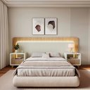 Ver imagem 1 de Cabeceira Casal Queen com 2 Mesas de Cabeceira Led 3000k e Tomadas 100% Mdf Mabel