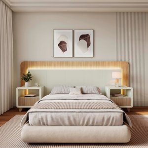 Cabeceira Casal Queen com 2 Mesas de Cabeceira Led 3000k e Tomadas 100% Mdf Mabel