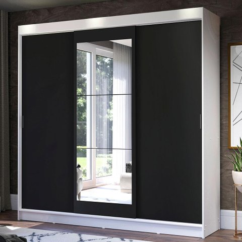 Guarda-roupa Casal Madesa Istambul 3 Portas de Correr com Espelho 3 Gavetas
