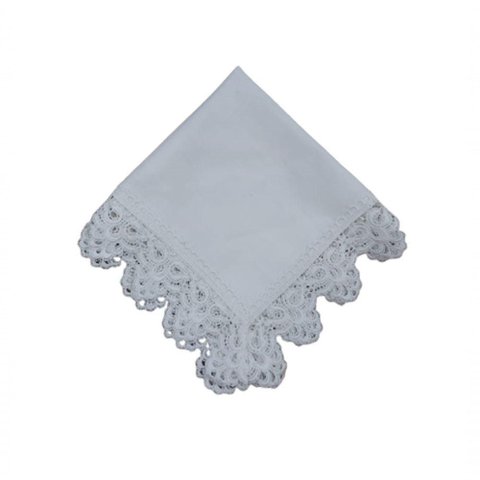 Guardanapo com Renda Branco Pérola 45x45cm