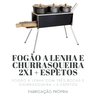 Fogão A Lenha 3 Bocas E Churrasqueira + 6 Espetos Brinde - 10