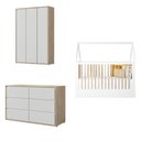 Ver imagem 2 de Berço Montessoriano Casinha com Colchão, Comoda e Roupeiro Coleção Wood