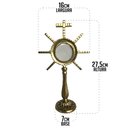 Ver imagem 2 de Ostensório Evangelista Dourado Artesanal Bronze Hóstia Altar
