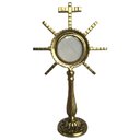 Ver imagem 1 de Ostensório Evangelista Dourado Artesanal Bronze Hóstia Altar