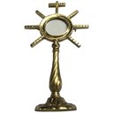Ver imagem 3 de Ostensório Evangelista Dourado Artesanal Bronze Hóstia Altar