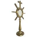 Ver imagem 4 de Ostensório Evangelista Dourado Artesanal Bronze Hóstia Altar