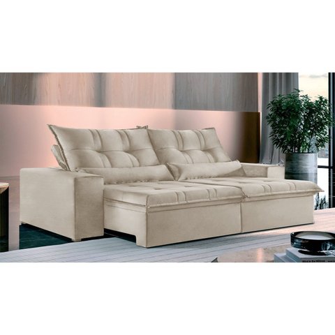 Sofá Living 4 Lugares Veludo 230cm Bege Galícia