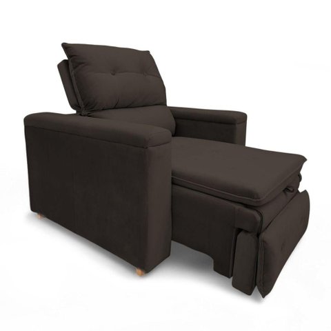 Poltrona Reclinável Retrátil Onix Suede Macia Marrom Loja Sheep