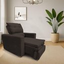 Ver imagem 4 de Poltrona Reclinável Retrátil Onix Suede Macia Marrom Loja Sheep
