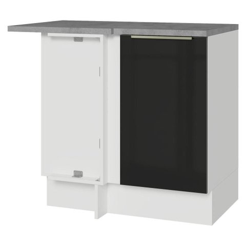 Balcão de Canto 1 Porta Branco/Preto Lux Madesa