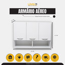 Ver imagem 3 de Armário Aéreo Multiuso 3 Portas 87x27x61 - Branco