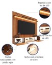 Ver imagem 3 de Painel com Rack Milano para TV até 70” com Nicho com LED, Prateleira de Vidro, Portas Basculantes