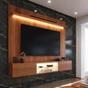 Ver imagem 1 de Painel com Rack Milano para TV até 70” com Nicho com LED, Prateleira de Vidro, Portas Basculantes