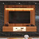 Ver imagem 2 de Painel com Rack Milano para TV até 70” com Nicho com LED, Prateleira de Vidro, Portas Basculantes