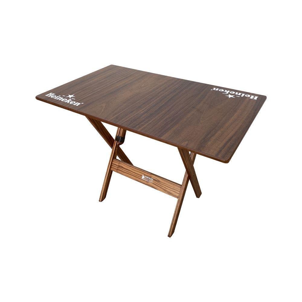 Conjunto Mesa Dobrável Madeira 110x70 Com 4 Cadeiras Personalizada Hei Imbuia - Cor: Marrom - 5