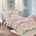 Ver imagem 1 de Cobre Leito Solteiro Prink Patchwork Infantil 02 Peças - Cogumelos