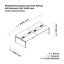 Ver imagem 3 de Estação de Trabalho Mesa Plataforma Escritório para 4 Pessoas Dupla com Caixa de Tomada Pé Painel Preto
