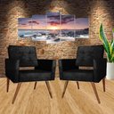 Ver imagem 1 de Kit 2 Cadeira Poltrona Consultório Escritório Recepção Reforçadas Vanessa Preto