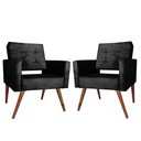 Ver imagem 3 de Kit 2 Cadeira Poltrona Consultório Escritório Recepção Reforçadas Vanessa Preto