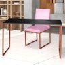 Kit Home Office Mesa Para Escritorio com Cadeira Garden Ferro Bronze Suede Rosa Bebê - Móveis - 2