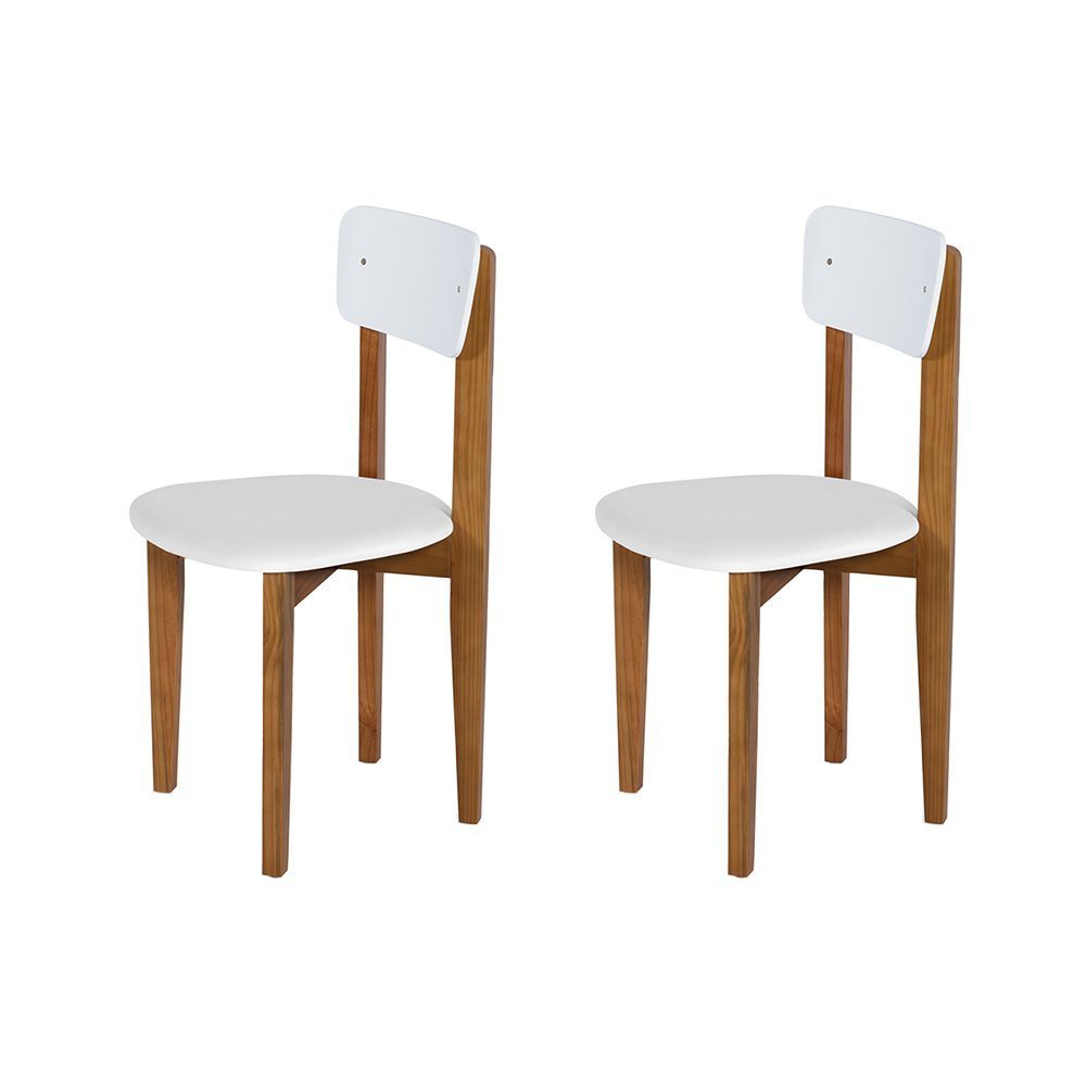 Kit 2 Cadeiras em Madeira Maciça Elisa para Sala de Jantar Branco