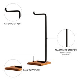 Porta Papel Higiênico de Chão Glam Base de Madeira D09 Preto - Mpozenato - 3