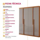 Ver imagem 6 de Guarda Roupa Solteiro Quioto Mdf com 4 Portas 2 Gavetas Moderna Mobília