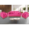 Kit Sofá 3 Lugares e 2 Poltronas Beny Viena Para Escritório Suede Pink - Madeira Prima Deccor - 2