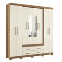 Ver imagem 1 de Guarda Roupa Casal Nápoles 8.4 8 Portas 4 Gavetas Jatobá/areia com Espelho e Pés - Santos Andirá
