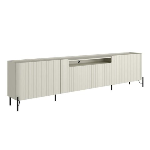 Rack para Sala 260cm com 4 Portas Brise Pés Metal 100% Mdf Cor:luna com Preto