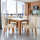 Ver imagem 2 de Conjunto Sala de Jantar Mesa Miami 1,20m 4 Cadeiras Trieste Madeirado/bege Dobuê
