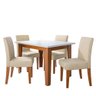 Conjunto Sala de Jantar Mesa Miami 1,20m 4 Cadeiras Trieste Madeirado/bege Dobuê - 1